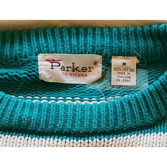 Vintage 1990's Sweater Striped Parker Vienna 100% Cotton Size M - Picture 10 of 10
